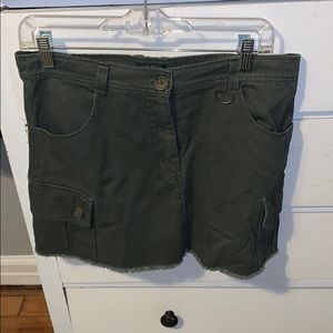 Army green mini skirt !!